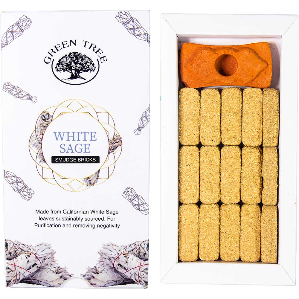 GREEN TREE SMUDGE BRICKS-WHITE SAGE(PK 15)