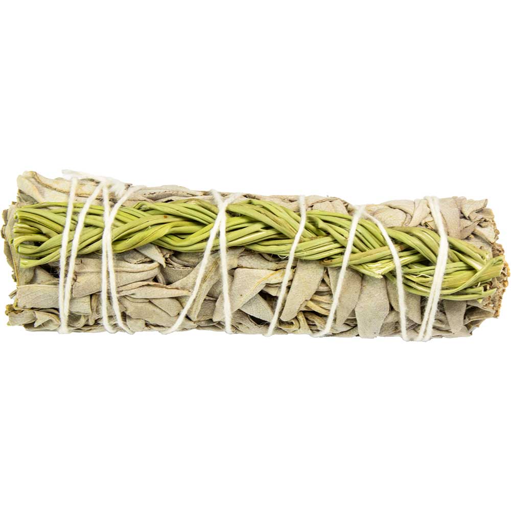 SMUDGING STICKS-WHITE SAGE&amp;SWEET GRASS 4″