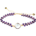 BRACELET-WEAVE ADJUSTONE -4MM BEADS-AMETHYST MOONSTONE