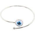 BRACELET-EVIL EYE-ADJUSTABLE SILVER METAL